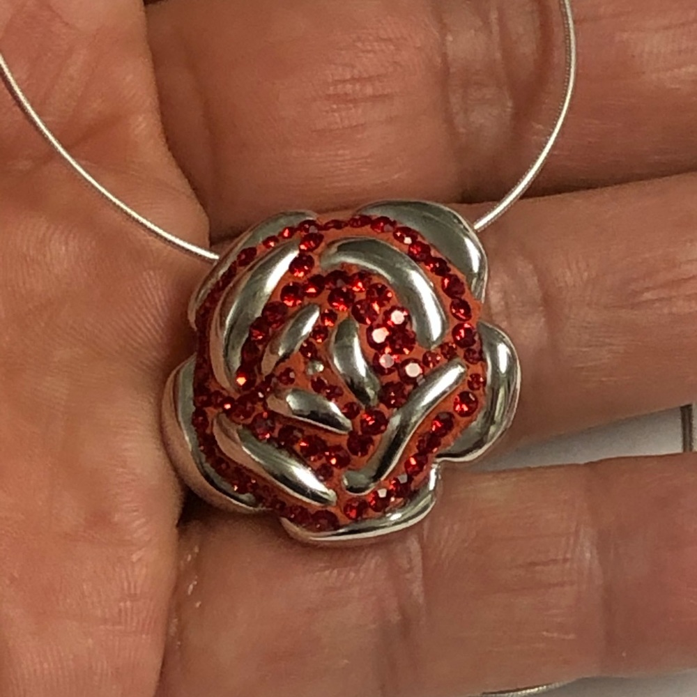 Sterling Silver Rose Necklace - Picture 3 of 6